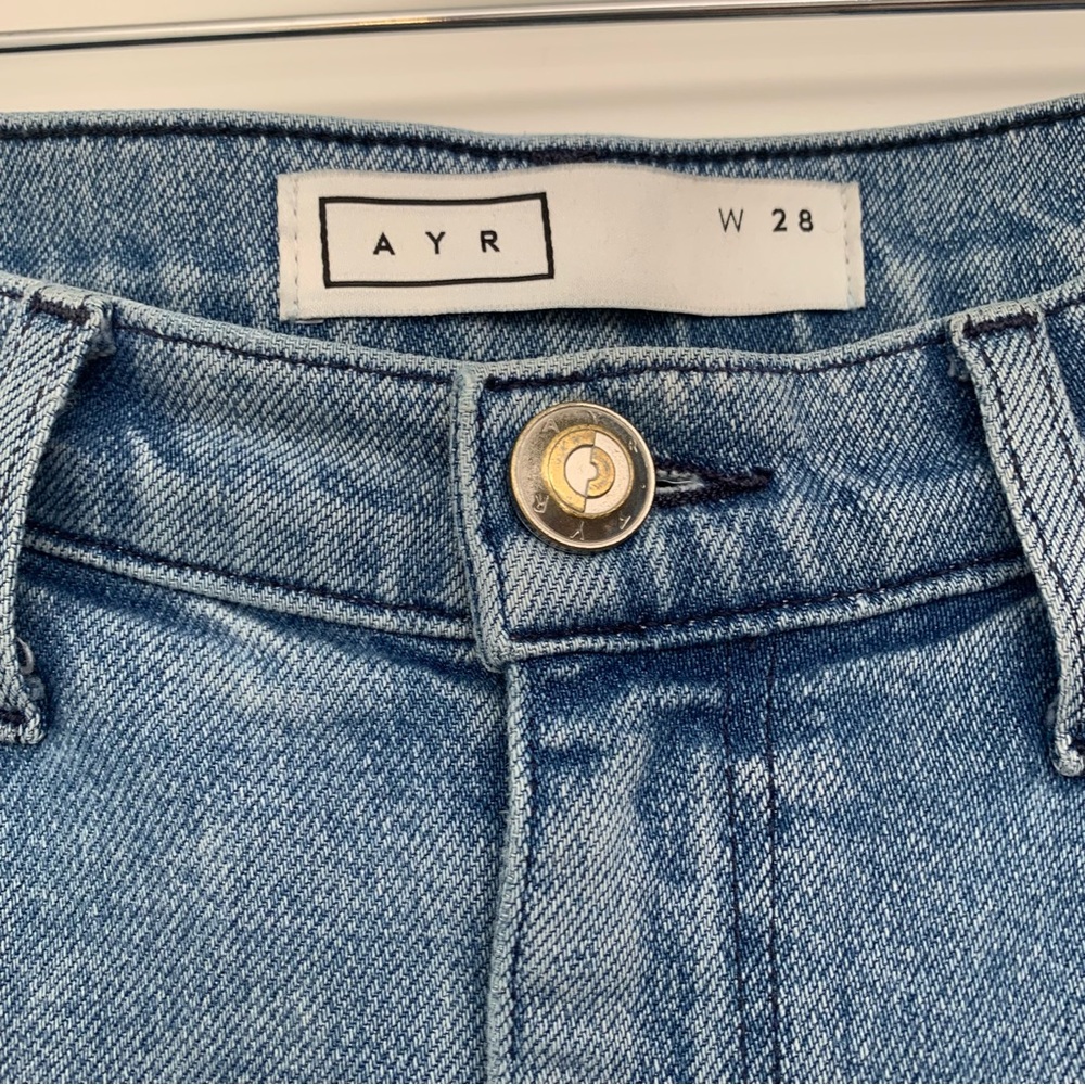 AYR Cropped Denim Jeans in Light Wash and super soft fabric.